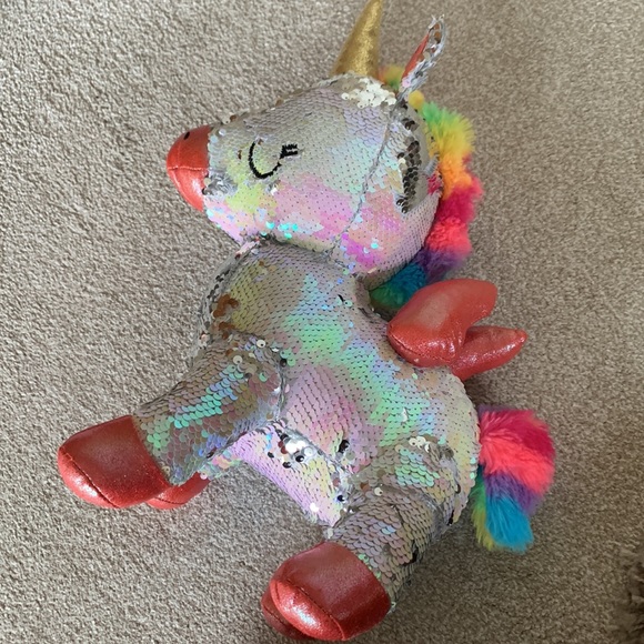 Nordstrom flippy sequin unicorn 🦄 rainbow mane gold horn NWOT - Picture 1 of 7